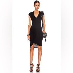 Helmut Lang Black Asymmetrical V-Neck Dress sz.Small